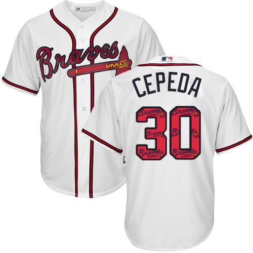 Braves #30 Orlando Cepeda White Team Logo Fashion Stitched MLB Jersey
